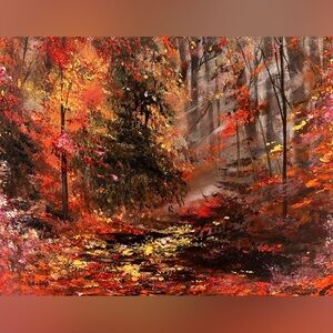ORIGINAL ACRYLIC AUTUMN LANDSCAPE PAINTING “spirits of fall” 20 x 16 inch